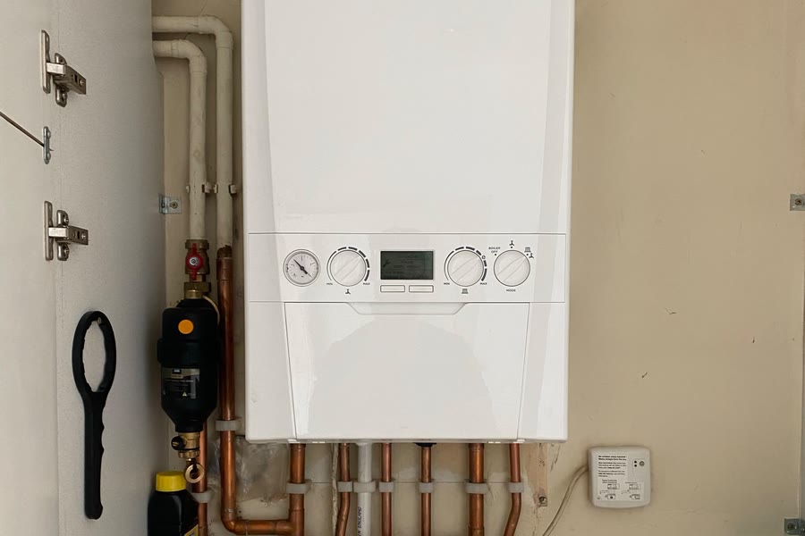 An Ideal combi boiler with a magnetic system filter and copper pipework